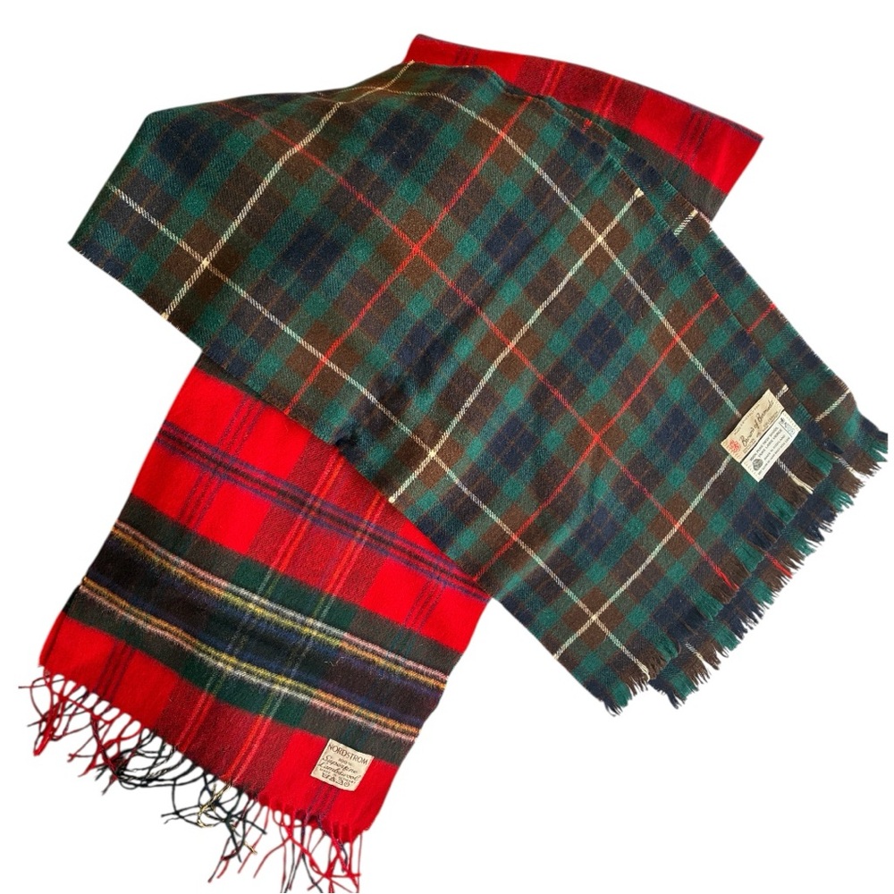 Nordstrom&Browns Bermuda VTG Vibrant Plaid Scarves Red/GreenBlue German Scottish